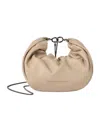 Brunello Cucinelli Brioche Hobo Bag In Soft Leather With Precious Chain In Nude