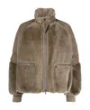 Brunello Cucinelli Zippered Down Jacket In Brown