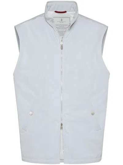 Brunello Cucinelli Zippered Vest In White