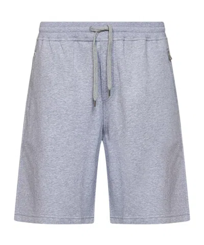 Brunello Cucinelli Drawstring Ribbed-waistband Shorts In Blue