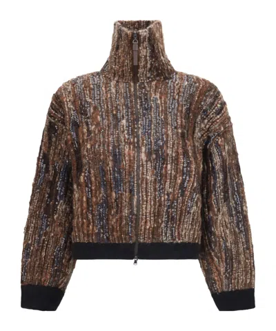 Brunello Cucinelli Zip-up Cardigan In Brown
