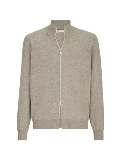 Brunello Cucinelli Zip-up Cardigan In Gray