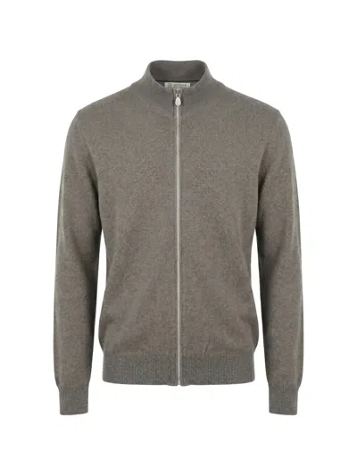 Brunello Cucinelli Cashmere Zipped Cardigan In Multi