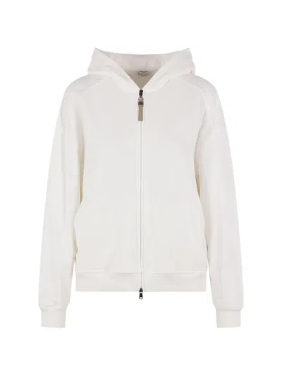 Brunello Cucinelli Zip-up Cotton Hoodie In White