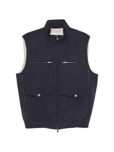 Brunello Cucinelli Zip-up Gilet In Blue