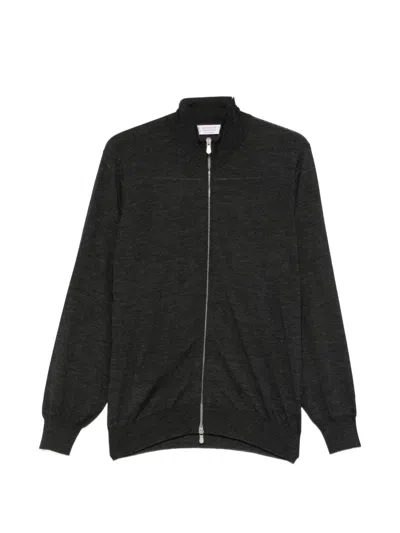 Brunello Cucinelli Zip-up High-neck Cardigan In Black