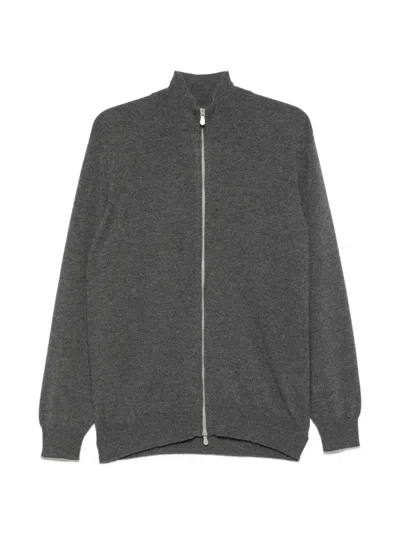 Brunello Cucinelli Zip-up High-neck Cardigan In Gray