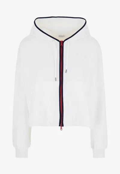 Brunello Cucinelli Zip-up Hooded Sweatshirt In White