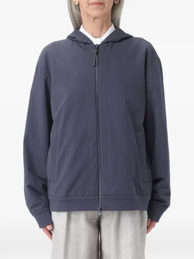 Brunello Cucinelli Zip-up Hoodie In Blue