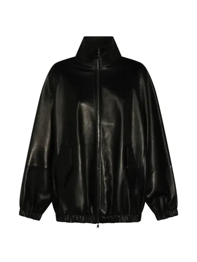 Brunello Cucinelli Zip-up Leather Jacket In Black