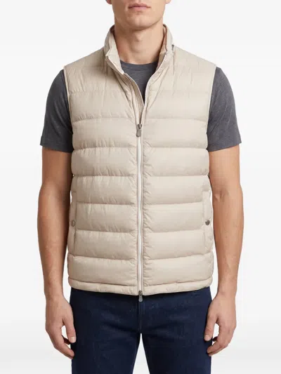 Brunello Cucinelli Zip-up Padded Gilet In Neutral