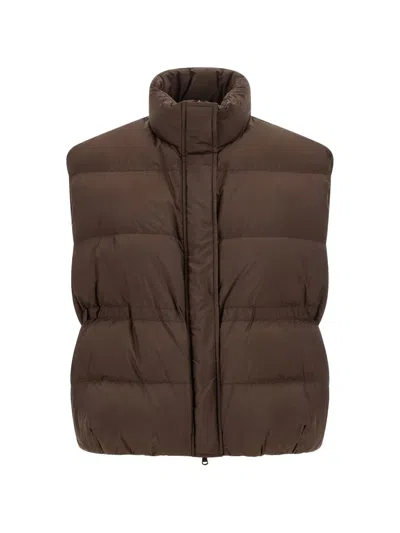 Brunello Cucinelli Water-repellent Quilted Technical Vest With High Neck In Brown