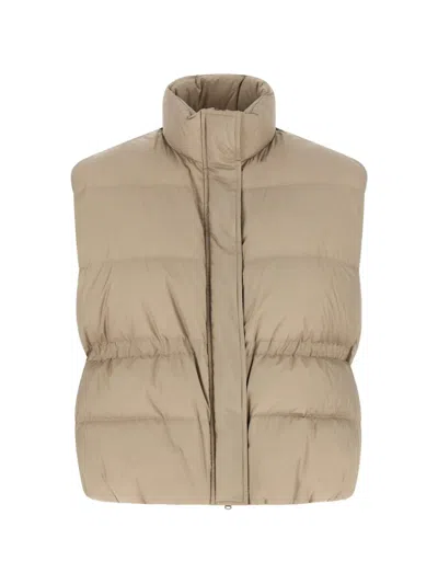 Brunello Cucinelli Sleeveless Padded Vest In Brown