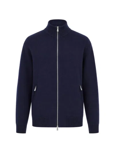 Brunello Cucinelli Zip-up Ribbed-trim Cardigan In Multi