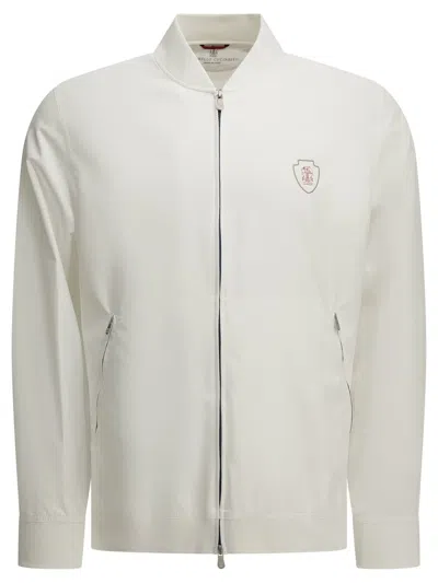 Brunello Cucinelli Zip-up Sweatshirt With Logo In White