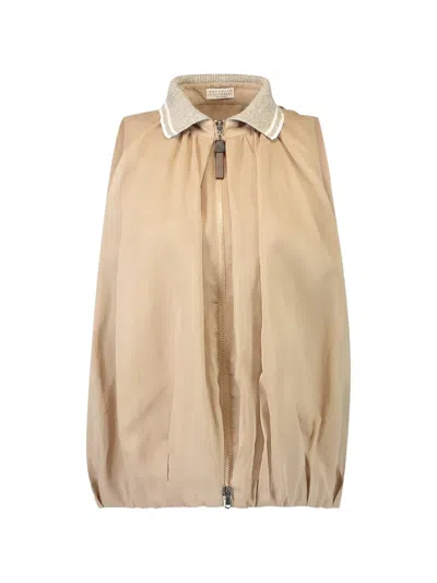 Brunello Cucinelli Zip-up Vest In Brown