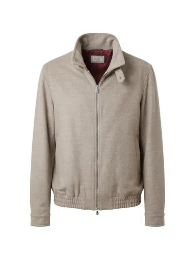 Brunello Cucinelli Zip-up Wool Jacket In Neutral