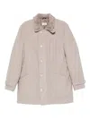 Brunello Cucinelli Trimmed-collar Single-breasted Coat In Neutral