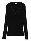 Brunello Cucinelli Blue Ribbed Wool Sweater In Black