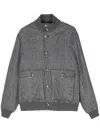 Brunello Cucinelli Checked Bomber Jacket In Gray
