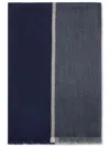 Brunello Cucinelli Wool-silk Blend Scarf With Fringed Edges In Blue