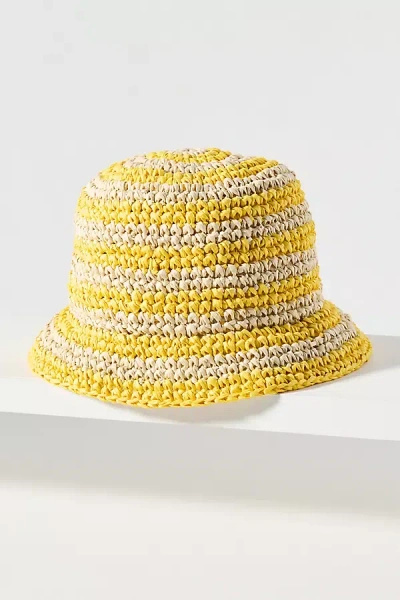Brunna.co Brigitte Raffia Bucket Hat In Yellow