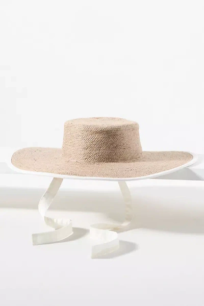 Brunna.co Lolo Wide-trim Jute Boater In Sand