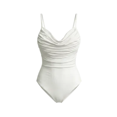 Brunna.co Manta Sculpting Plunge One-piece Recycled Swimsuit In White