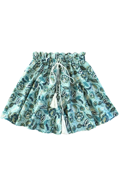Brunna.co Sekar Floral Skort | High-waisted Cotton Skirt Shorts In Green