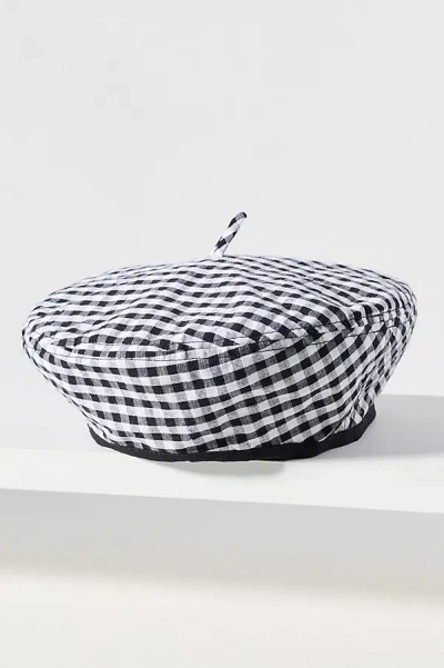 Brunna.co Simone Gingham Beret In Black