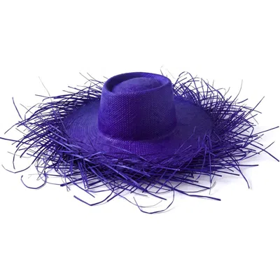 Brunna.co The Catalina Frayed Straw Sun Hat In Blue