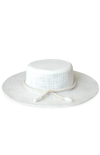 Brunna.co The Loretta Linen Jute Hat In White