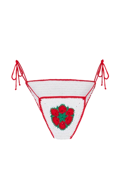 Brunna.co The Poppy Crochet Bikini Bottom In Red