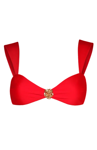 Brunna.co The Segara High-cut Recycled Bikini Top In Red