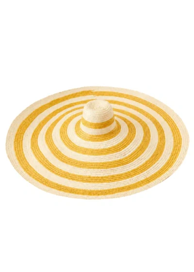 Brunna.co The Solana Oversized Striped Straw Hat In Yellow