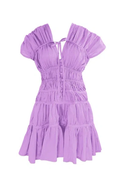 Brunna.co The Srikandi Ruffle Mini Dress In Purple