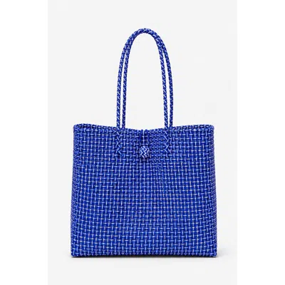 Brunna.co The Toko Recycled Woven Tote Bag In Blue