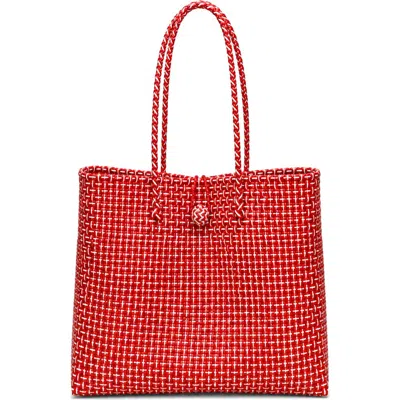 Brunna.co The Toko Recycled Woven Tote Bag In Red