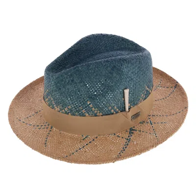 Bruno Capello Rafi Plaid Straw Fedora In Blue