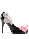 Bruno Frisoni 105mm Bear-motif Leather Pumps In Black