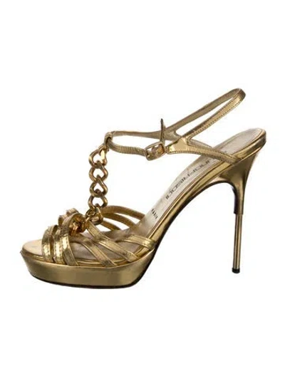 Pre-owned Bruno Frisoni Leather Sandals In Gold/metallic