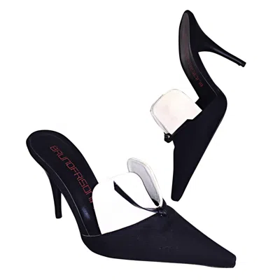 Pre-owned Bruno Frisoni New 90s  Black And White Tuxedo Heels Mules Shoes Size 35. 5 / 5.5