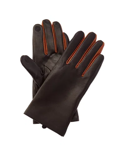 Bruno Magli 2-tone Cashmere-lined Leather Gloves In Black