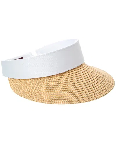 Bruno Magli Adjustable Straw Visor In Beige