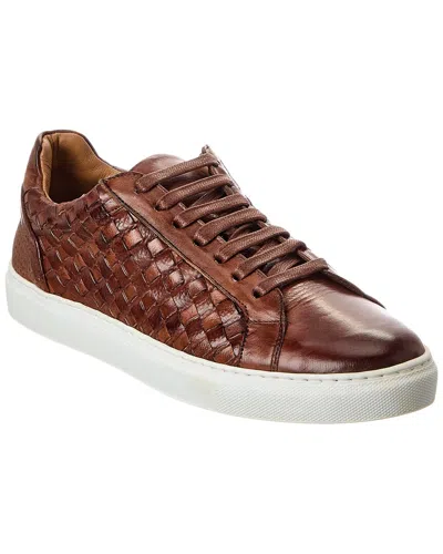 Bruno Magli Beto Woven Leather Sneaker In Brown