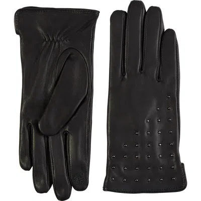 Bruno Magli Bias Studded Leather Gloves In Touch Tech Black