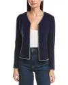 Bruno Magli Blanket Stitch Wool & Cashmere-blend Cardigan In Blue