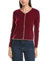 Bruno Magli Blanket Stitch Wool & Cashmere-blend Cardigan In Burgundy