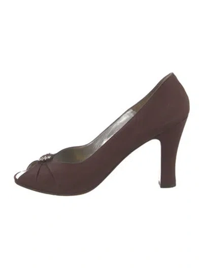 Pre-owned Bruno Magli Bow Accents Pumps In Brown