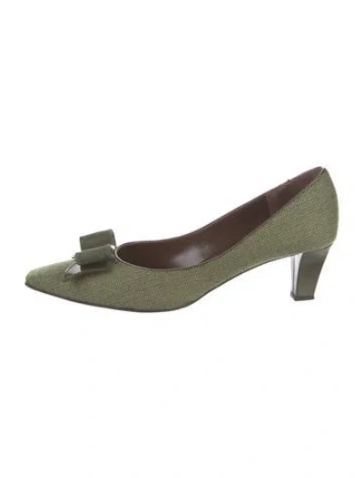 Pre-owned Bruno Magli Bow Accents Pumps In Green
